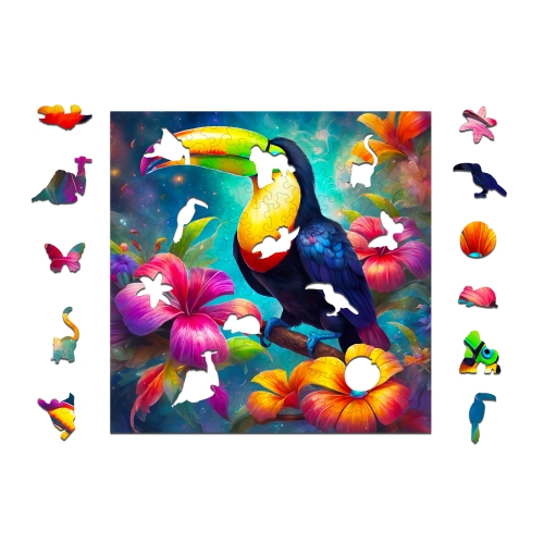 Drewniane puzzle 25 x 25 cm TUKAN 155 Elementów Układanka Drewniana